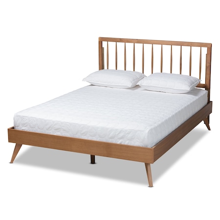 Baxton Studio Toru Mid-Century Modern Ash Walnut Finished Wood Full Size Platform Bed 180-11109-9407-Zoro